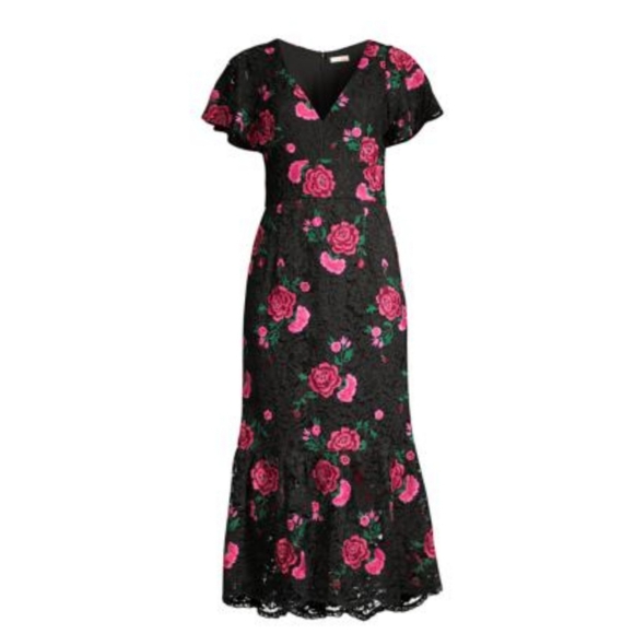 Anthropologie/SHOSHANNAAudette Rose Embroidered Lace Midi Dress In Assorted - Picture 4 of 10